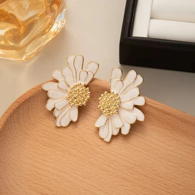 Boucles d'Oreilles Fleur Émail