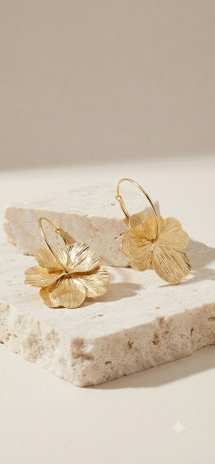Boucles d'Oreilles Créoles Fleur Dorées