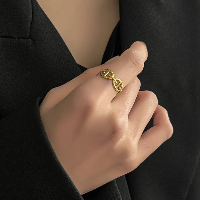 Ins Fashion Design Sense Gentle Style Minimalist Style charm Multi-layer Personalized Design Ring Versatile for Girlfriends Ring