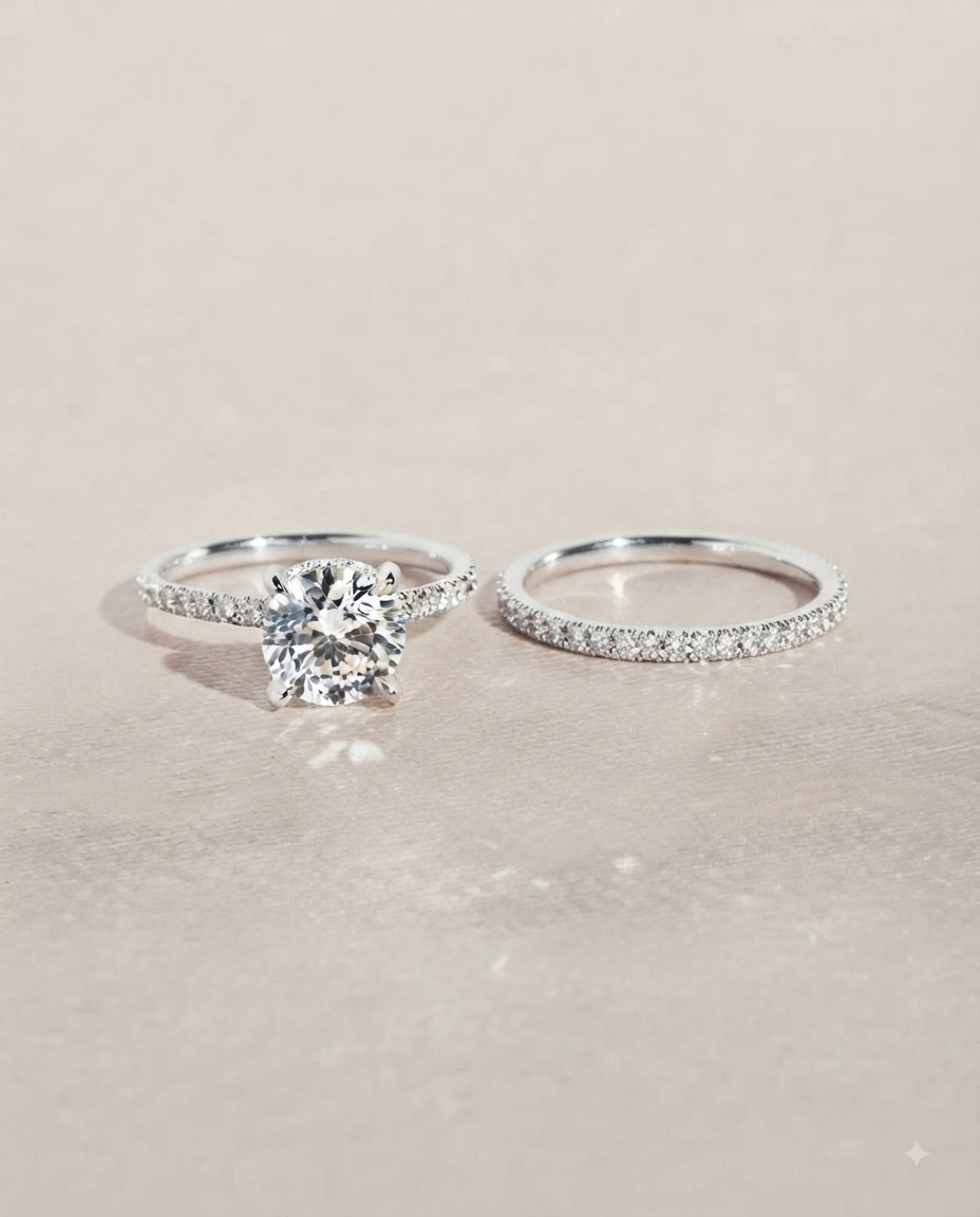Set de Bagues Zircone Ronde Brillante - Argenté | Alliance Tendance