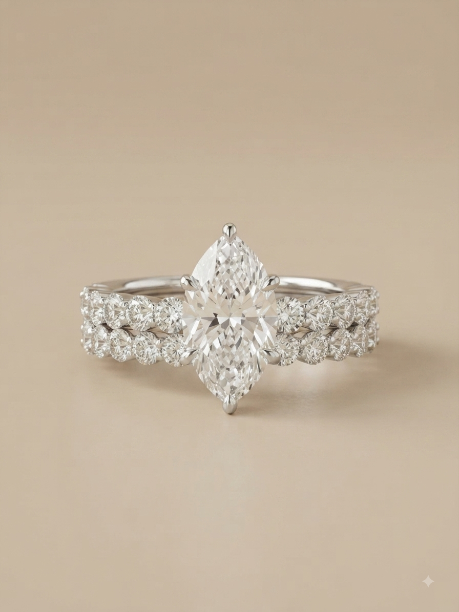 Set de Bagues Marquise Argent 925 - Zircone Cubique | Bridal Trendy