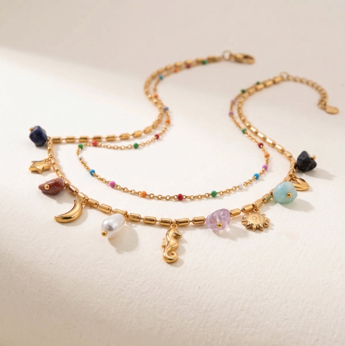 Collier Double Rang Pierre Naturelle
