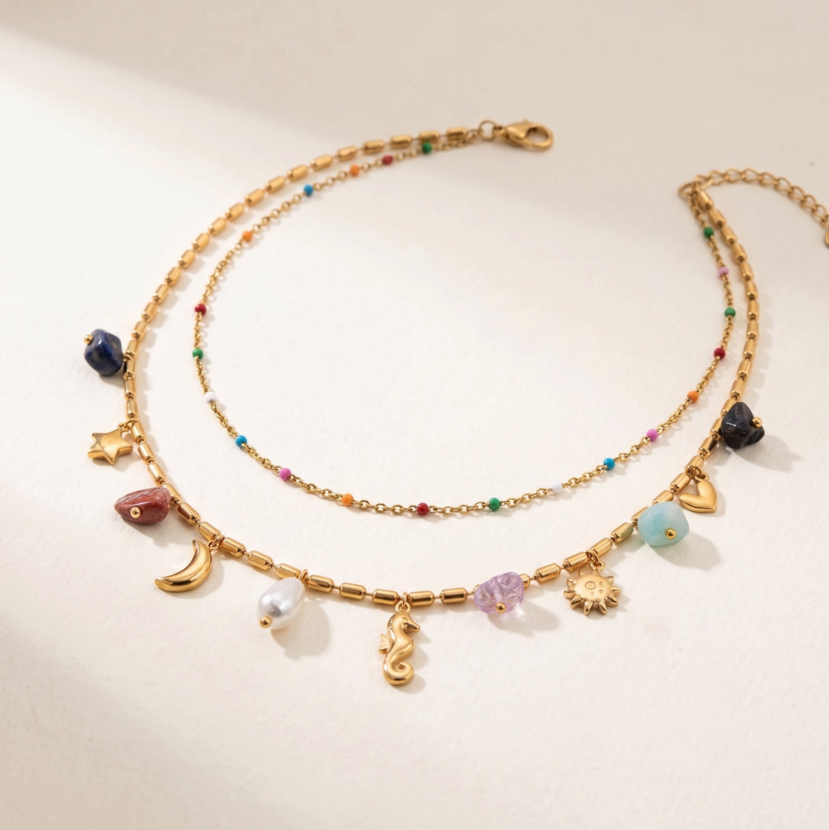 Collier Double Rang Pierre Naturelle