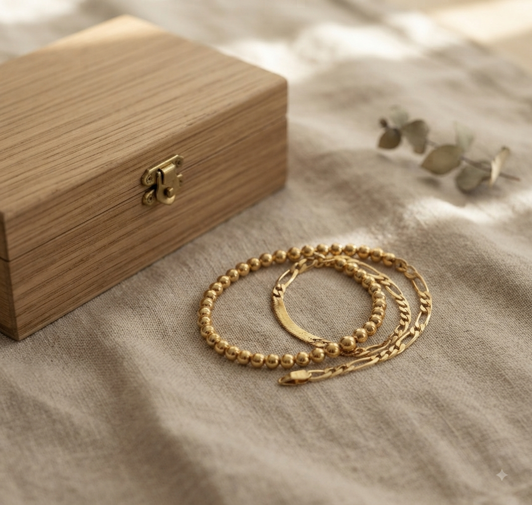 Set Bracelets Or 14K Empilables