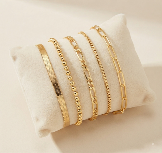 Set de bracelets or 14K empilables femme - Maison Masy