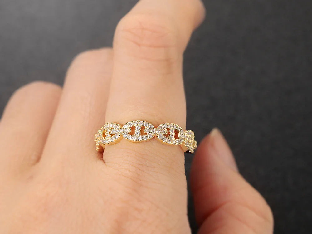 Bague Chaîne Zircon Hip Hop