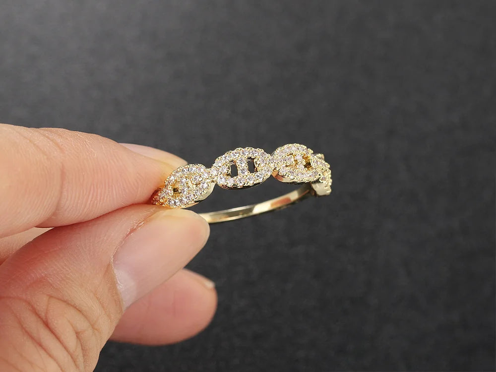 Bague Chaîne Zircon Hip Hop