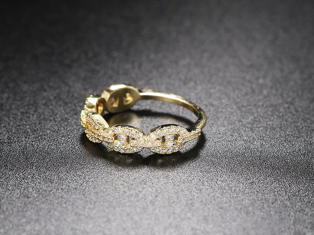 Bague Chaîne Zircon Hip Hop