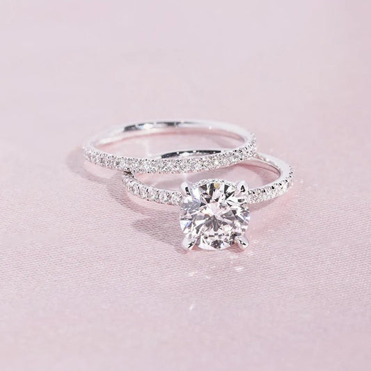 Set de bagues zircone ronde argenté femme - Maison Masy