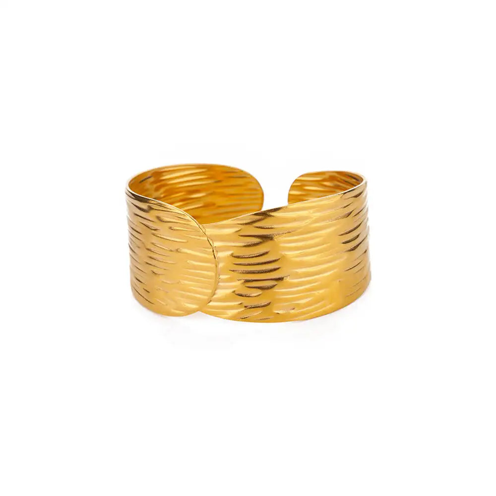 Bracelet Jonc Fleur Acier Doré