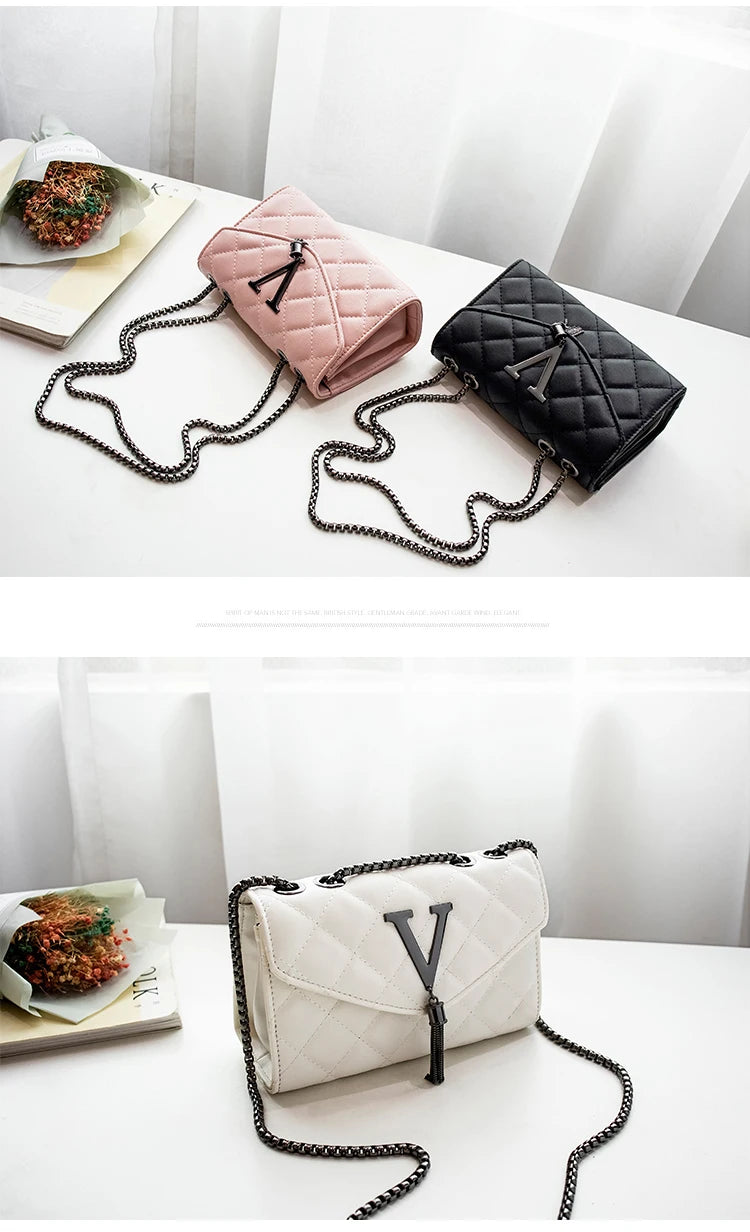Sac Bandoulière Cuir Matelassé Chaîne