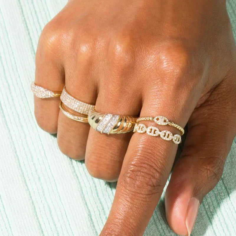 Bague Chaîne Zircon Hip Hop