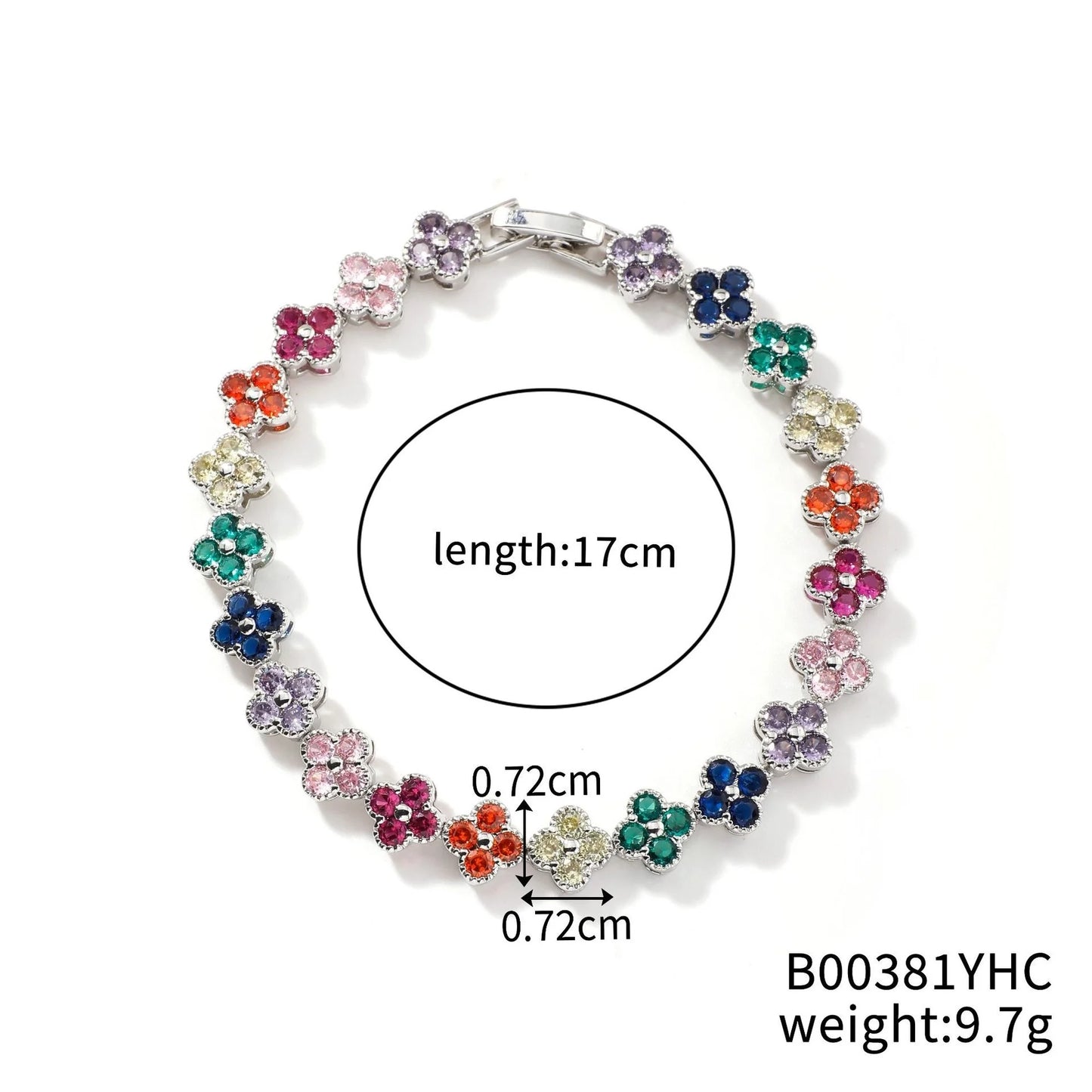 Classic Fashion Colored Crystal Flower Lucky Bracelet Women Personalized New Stainless Steel Bracelet Party Jewelry Accessories