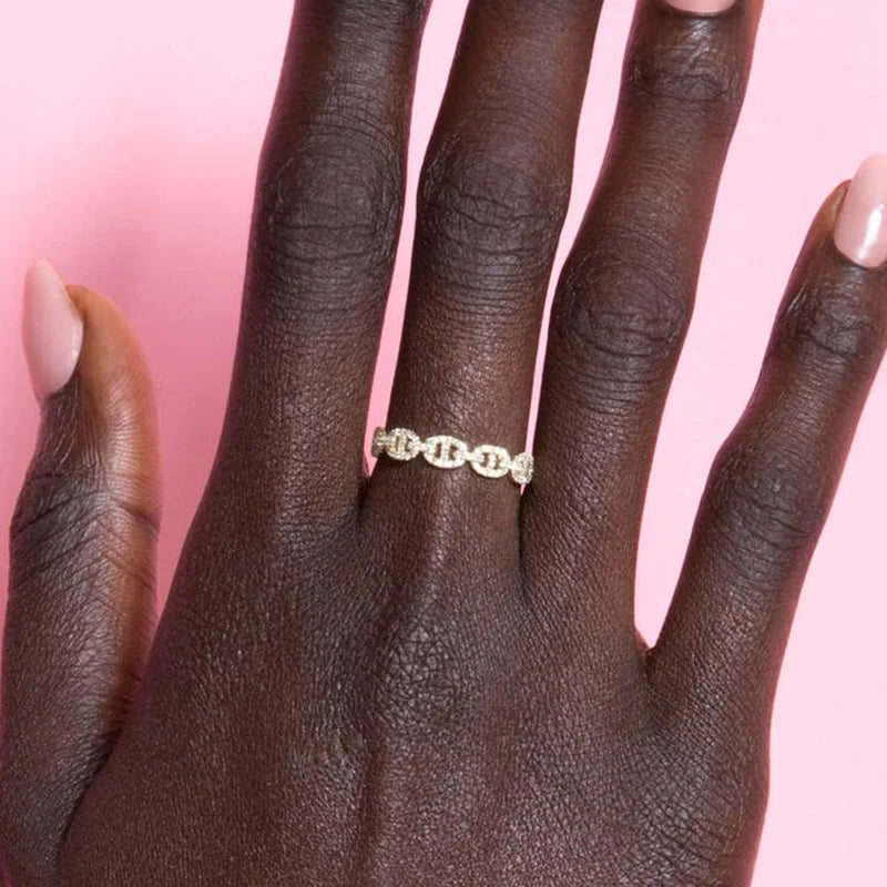 Bague Chaîne Zircon Hip Hop
