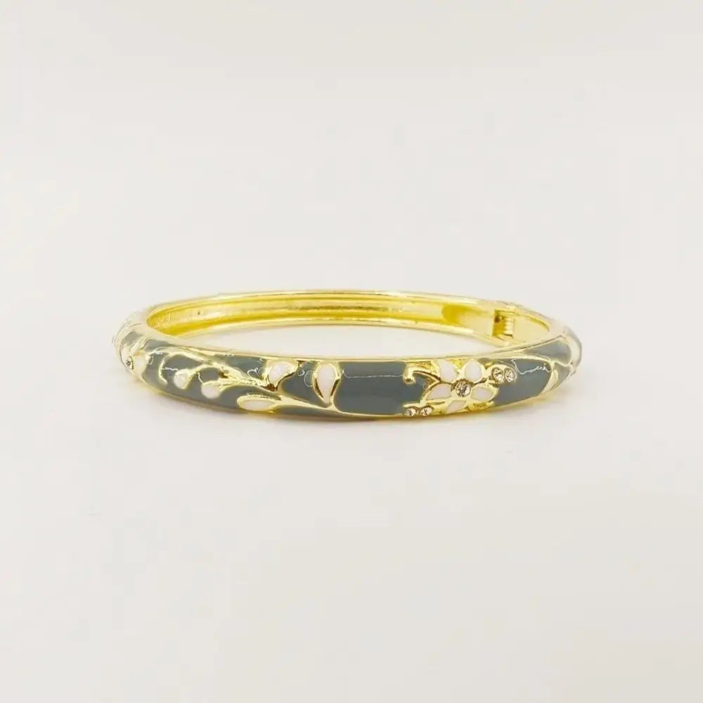 Bracelet Jonc Émail Cloisonné Artisanal - Fleurs Ethniques | 11 Styles