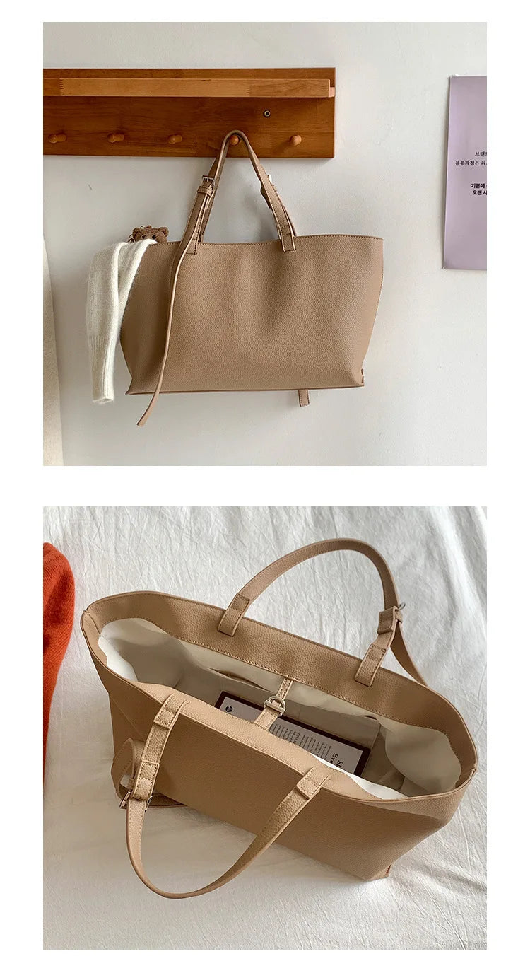 Tote Bag Cuir PU Souple Grande Taille