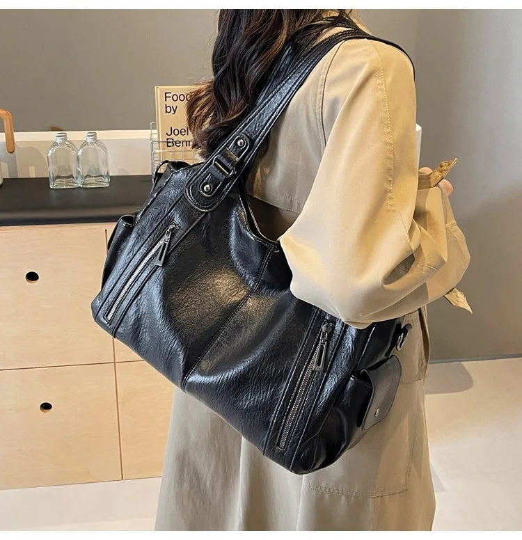 Sac Bandoulière Bicolore Grande Capacité