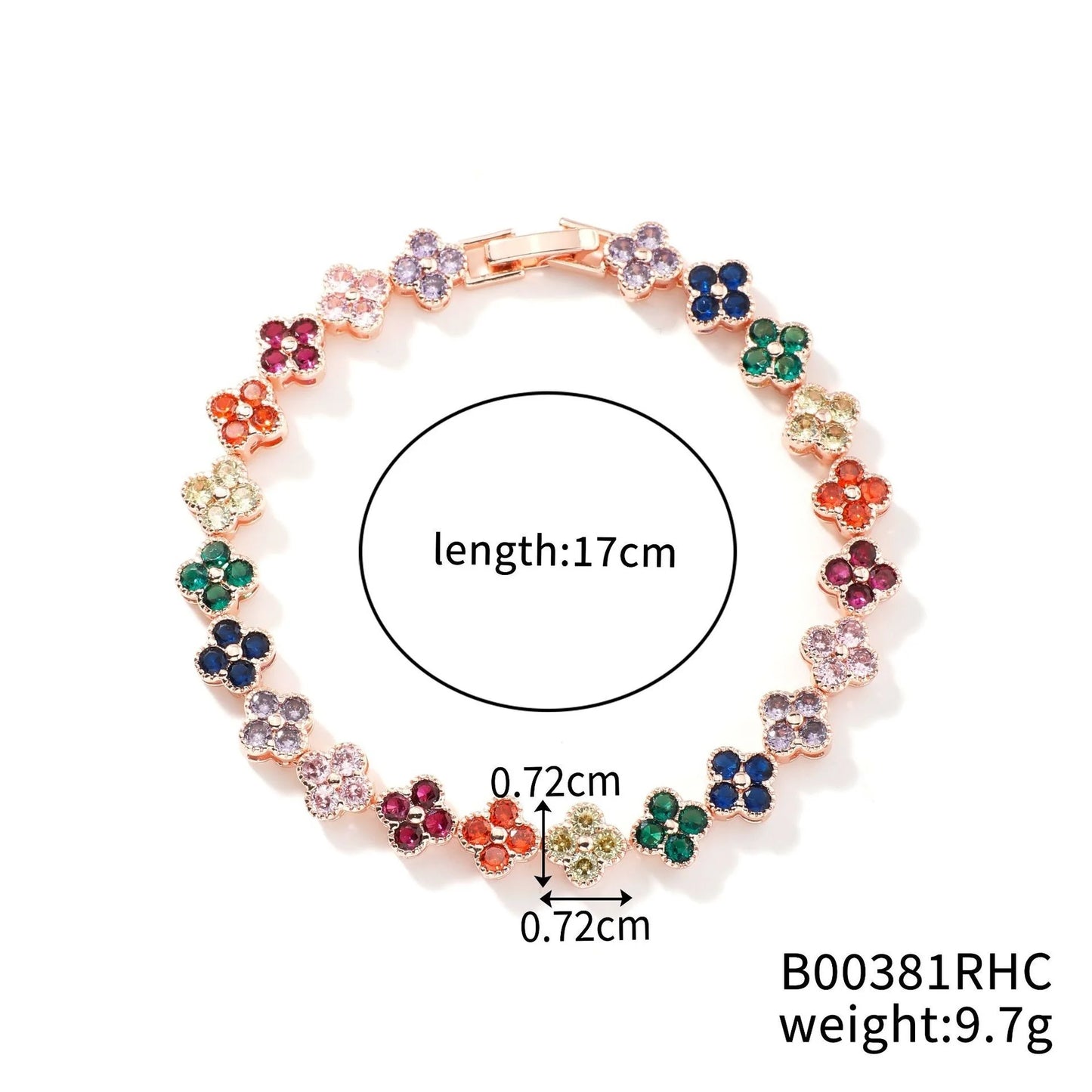 Classic Fashion Colored Crystal Flower Lucky Bracelet Women Personalized New Stainless Steel Bracelet Party Jewelry Accessories