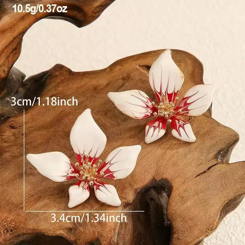 Boucles d'Oreilles Fleur Émail