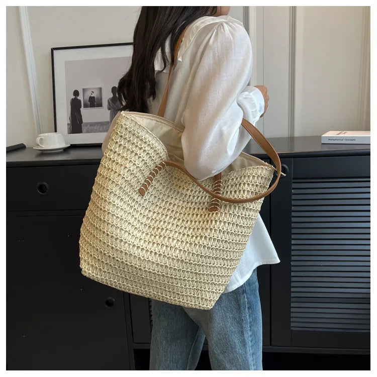 Sac de Plage Paille Bohème Été