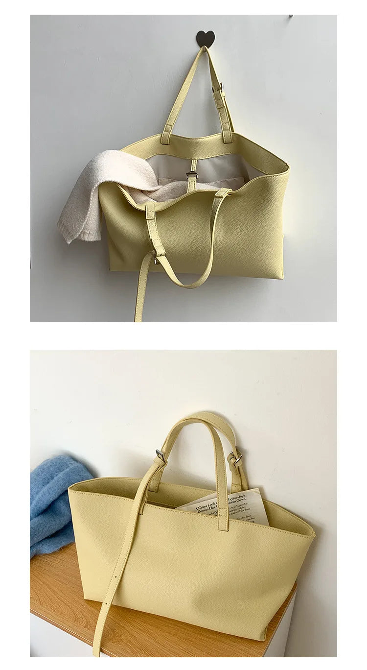 Tote Bag Cuir PU Souple Grande Taille