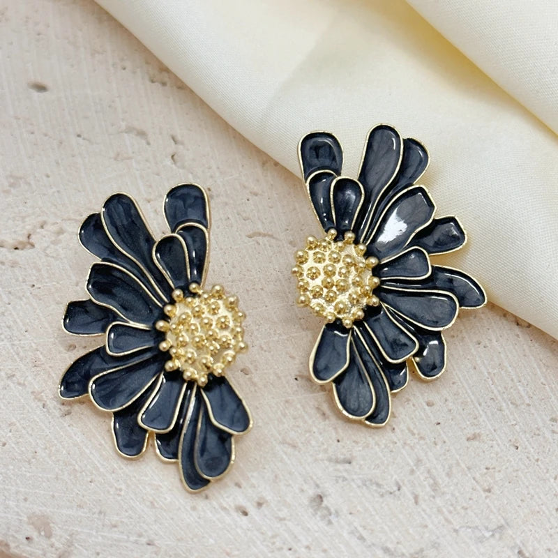 Boucles d'Oreilles Fleur Émail