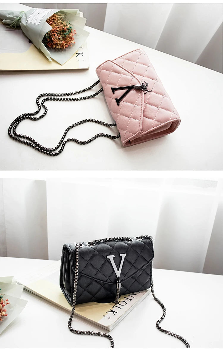 Sac Bandoulière Cuir Matelassé Chaîne