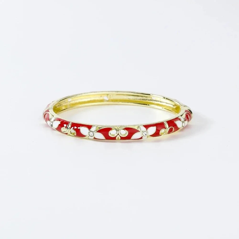 Enamel Vintage Cloisonne Bangle Floral Chinese Chinese Flower Bangle Vintage Ethnic Women's Hand Bracelet Gifts for Women Girl