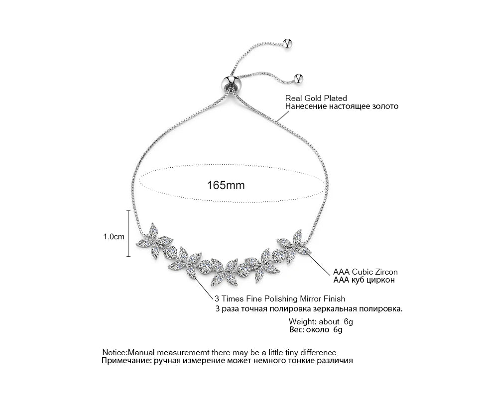 Bracelet Fleurs Zircon Ajustable