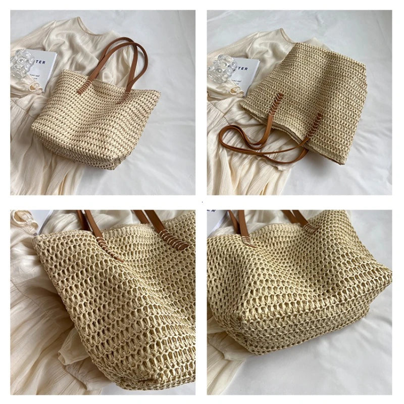 Sac de Plage Paille Bohème Été