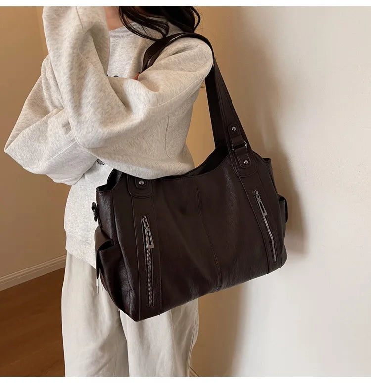 Sac Bandoulière Bicolore Grande Capacité