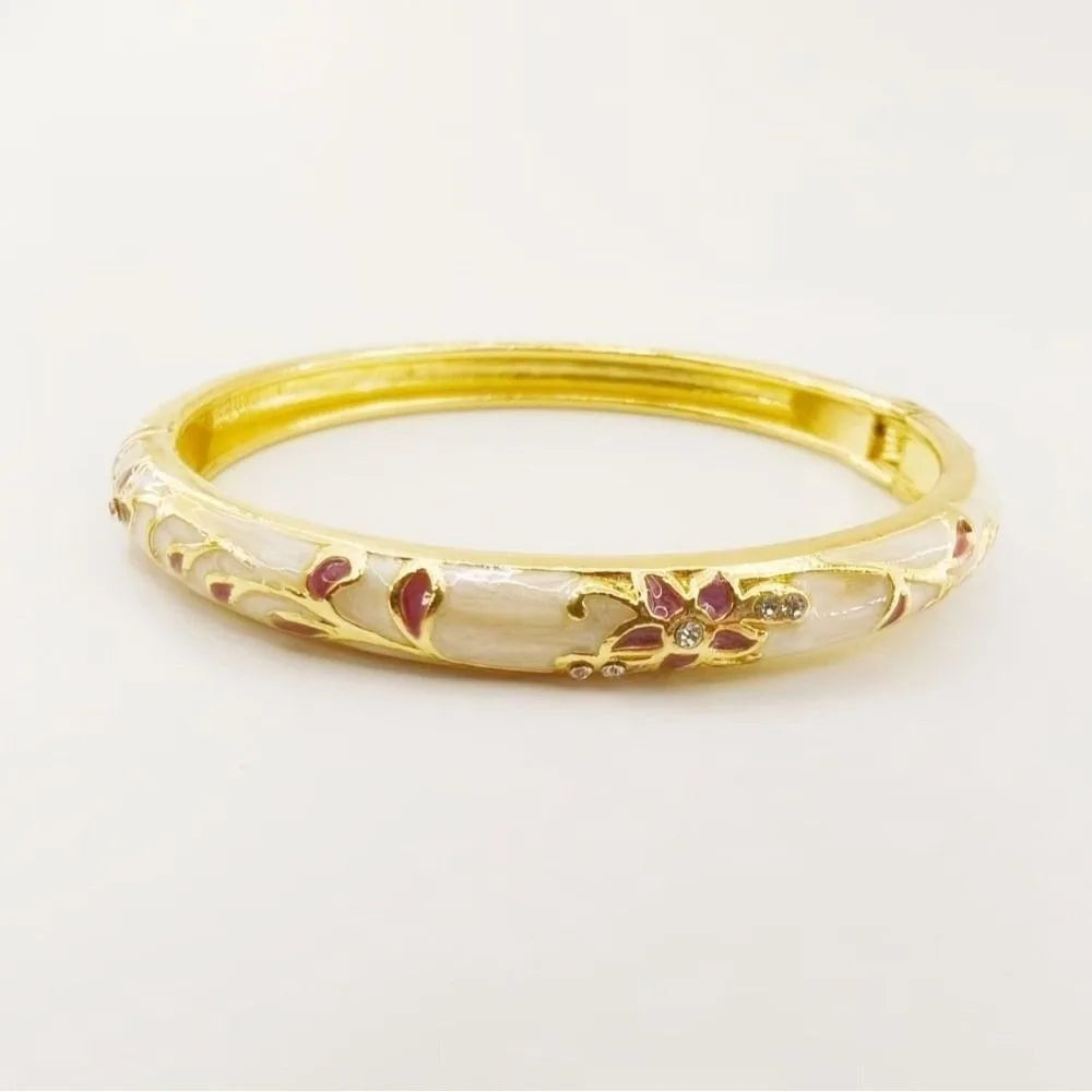 Bracelet Jonc Émail Cloisonné Artisanal - Fleurs Ethniques | 11 Styles