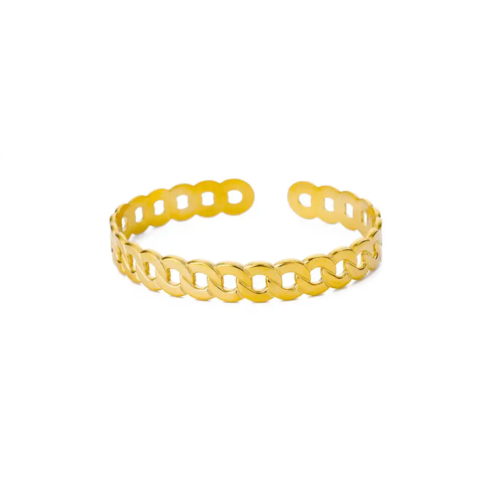 Bracelet Jonc Fleur Acier Doré