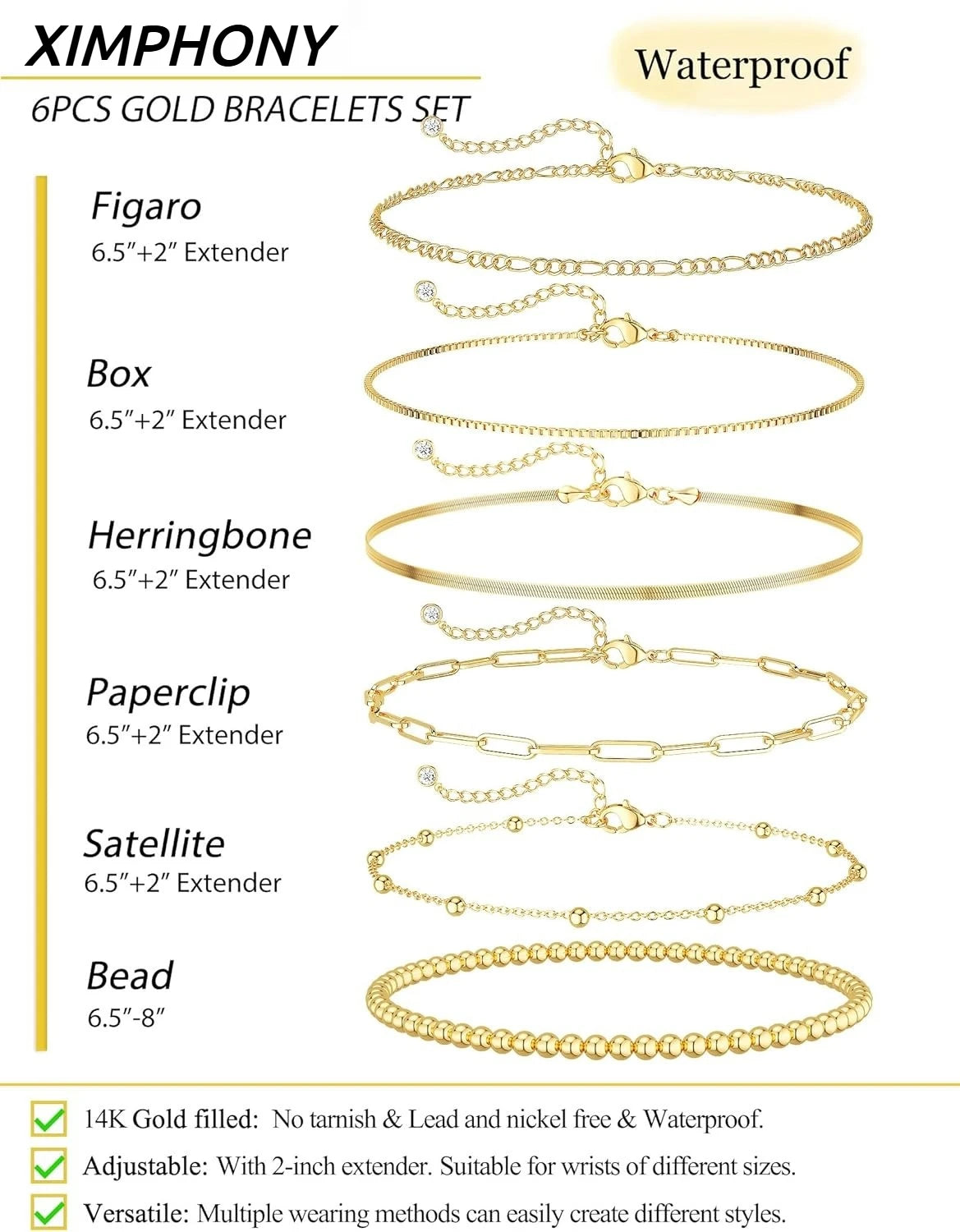 Set Bracelets Or 14K Empilables
