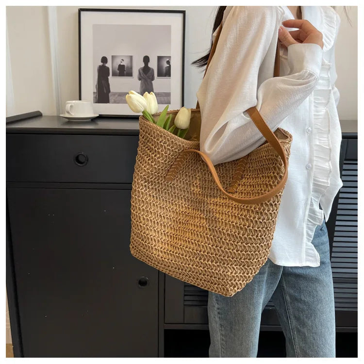 Sac de Plage Paille Bohème Été