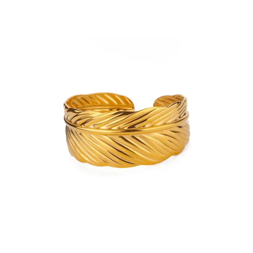 Bracelet Jonc Fleur Acier Doré