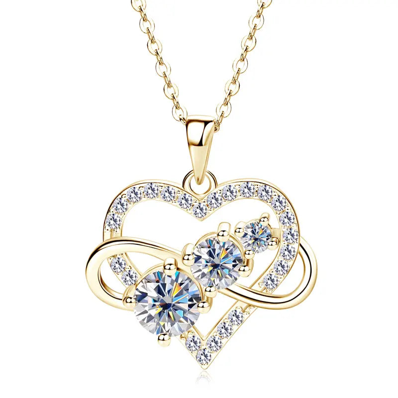 Collier Pendentif Cœur Moissanite Argent 925