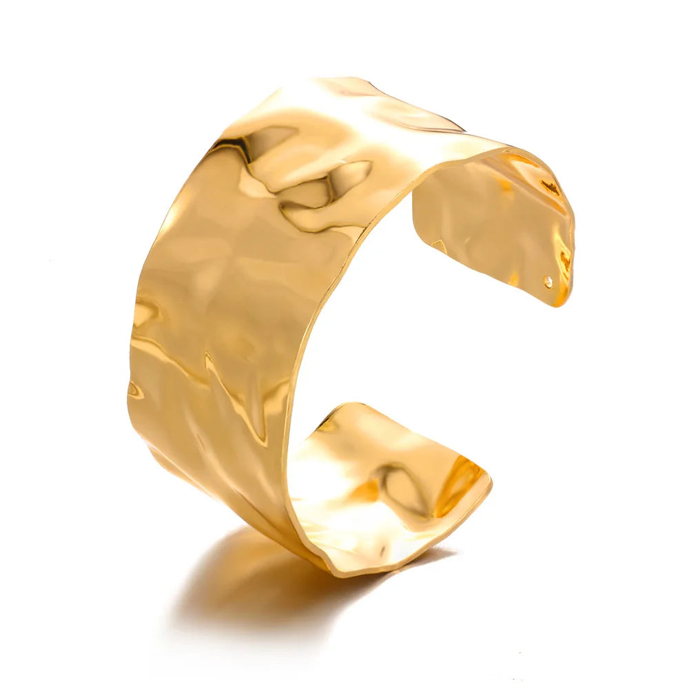 Bracelet Jonc Fleur Acier Doré