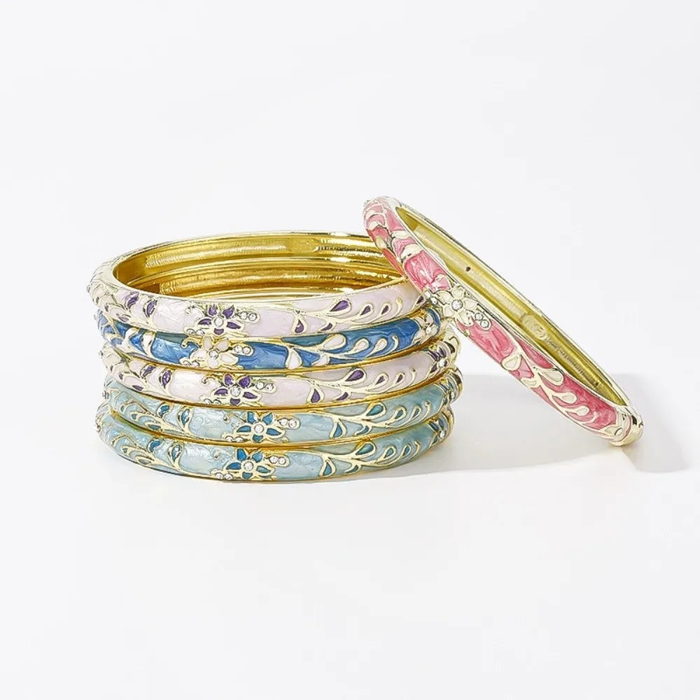 Bracelet Jonc Émail Cloisonné Artisanal - Fleurs Ethniques | 11 Styles