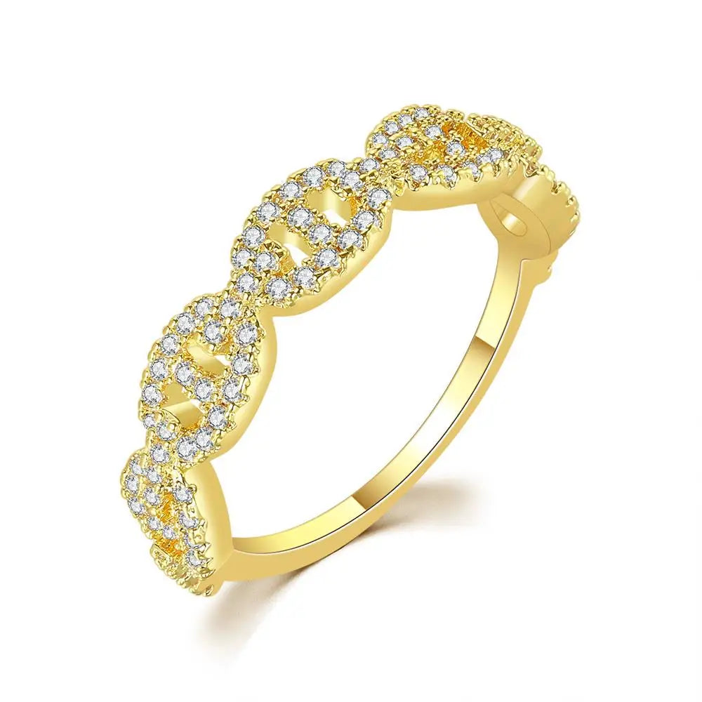 Bague Chaîne Zircon Hip Hop