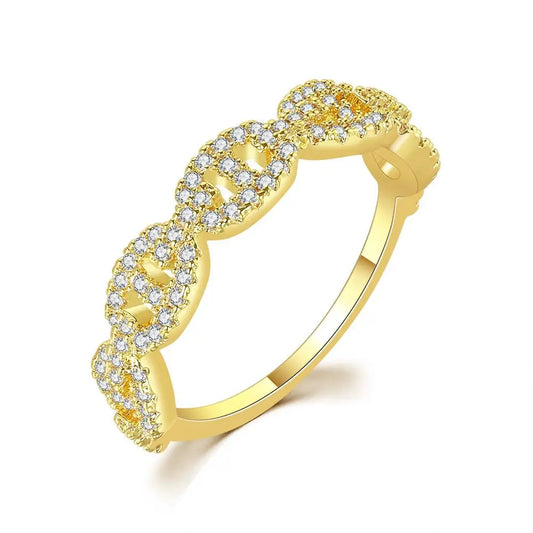 Bague Chaîne Zircon Hip Hop