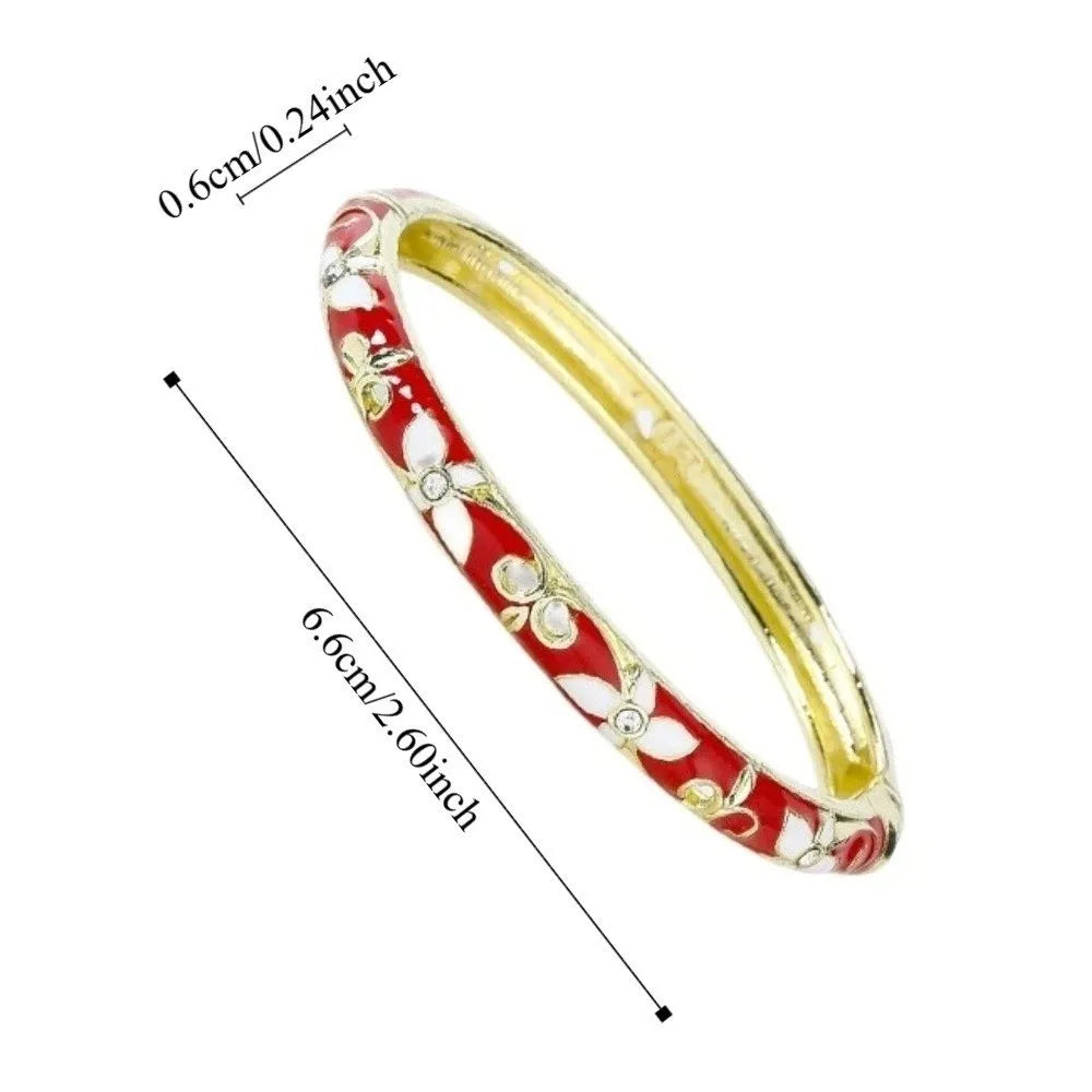 Enamel Vintage Cloisonne Bangle Floral Chinese Chinese Flower Bangle Vintage Ethnic Women's Hand Bracelet Gifts for Women Girl