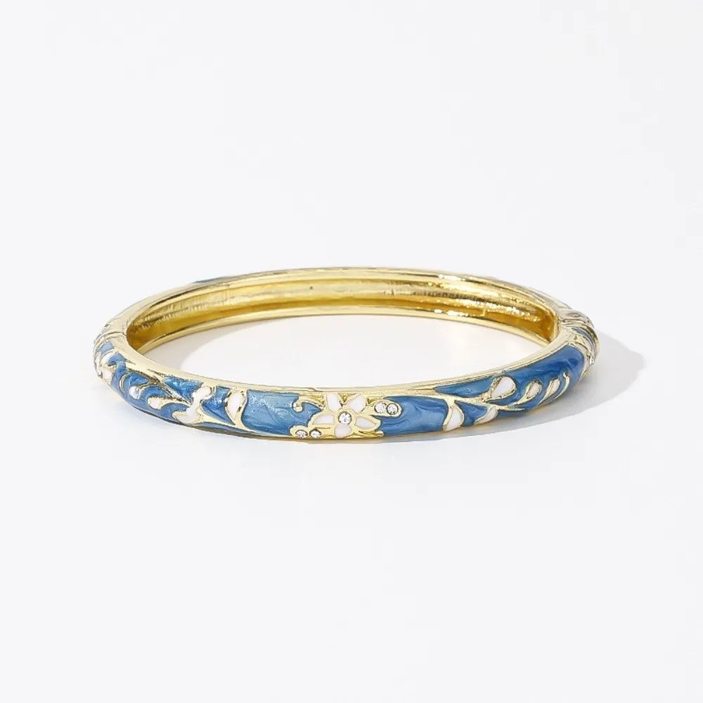 Bracelet Jonc Émail Cloisonné Artisanal - Fleurs Ethniques | 11 Styles