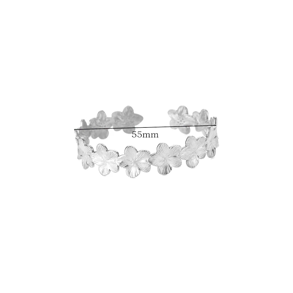 Bracelet Jonc Fleur Acier Doré