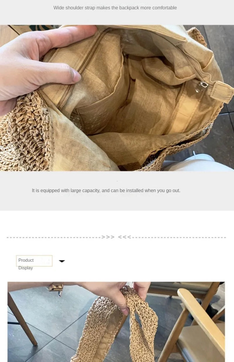 Sac Tote Paille Français Vacances