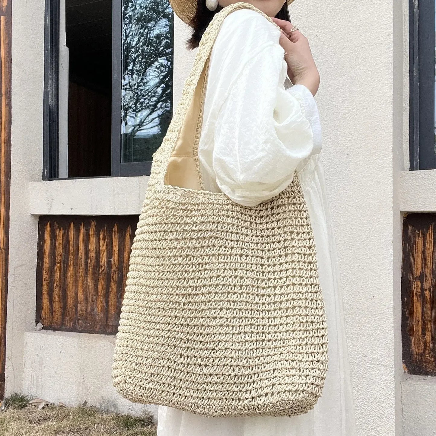Sac Tote Paille Français Vacances