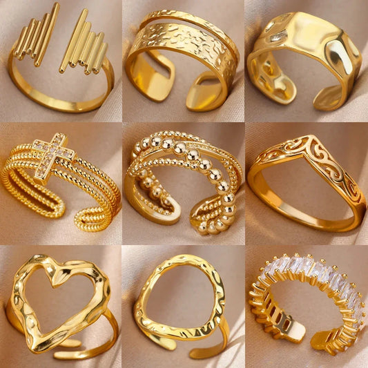 Bague cœur acier inoxydable dorée femme - Maison Masy