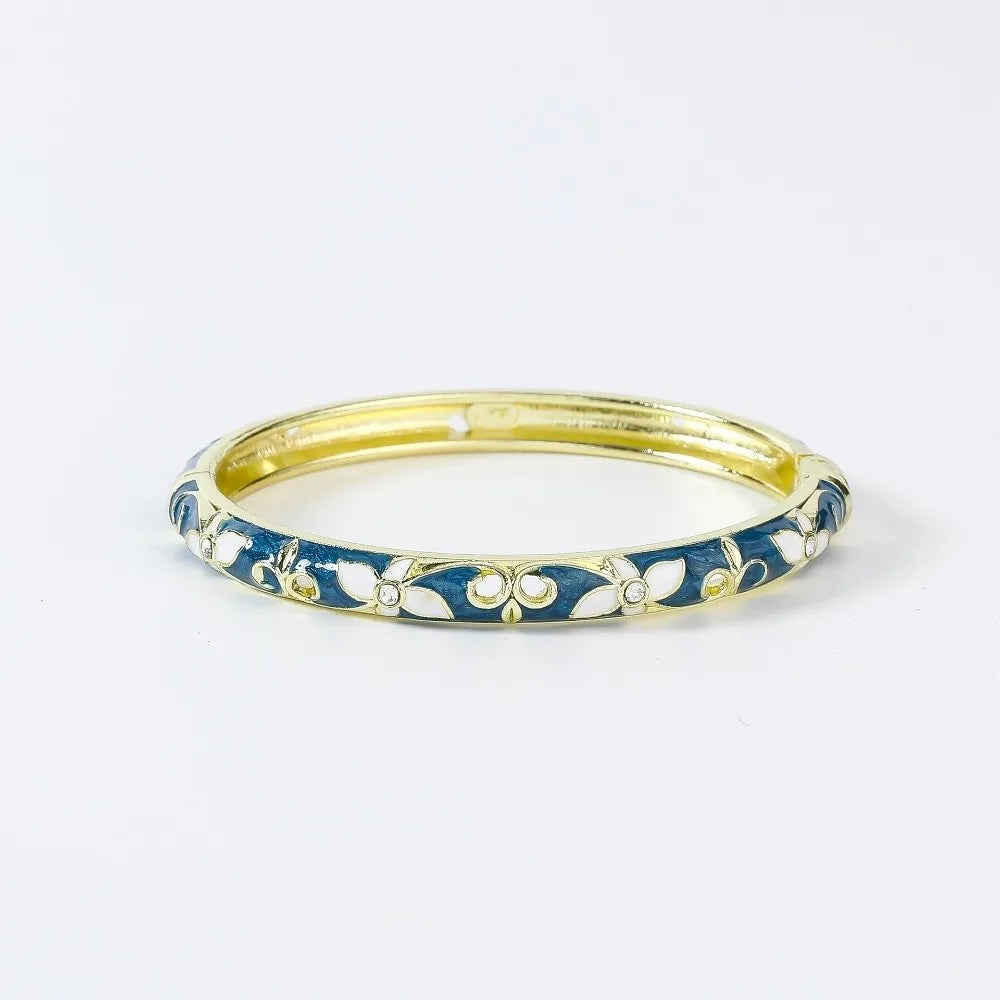 Enamel Vintage Cloisonne Bangle Floral Chinese Chinese Flower Bangle Vintage Ethnic Women's Hand Bracelet Gifts for Women Girl