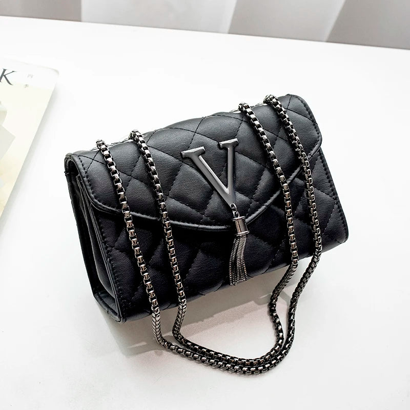 Sac Bandoulière Cuir Matelassé Chaîne
