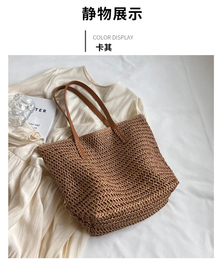 Sac de Plage Paille Bohème Été